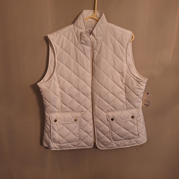 NWT St. John's Bay puffer vest with gold accents in ivory cream sz XL - Picture 8 of 16